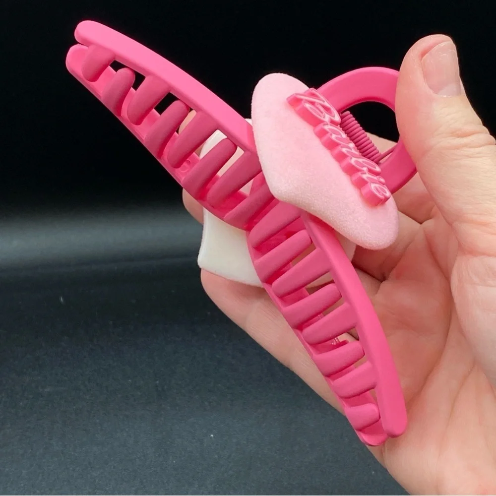 Barbie Pink Heart Matte Hair Claw Large
